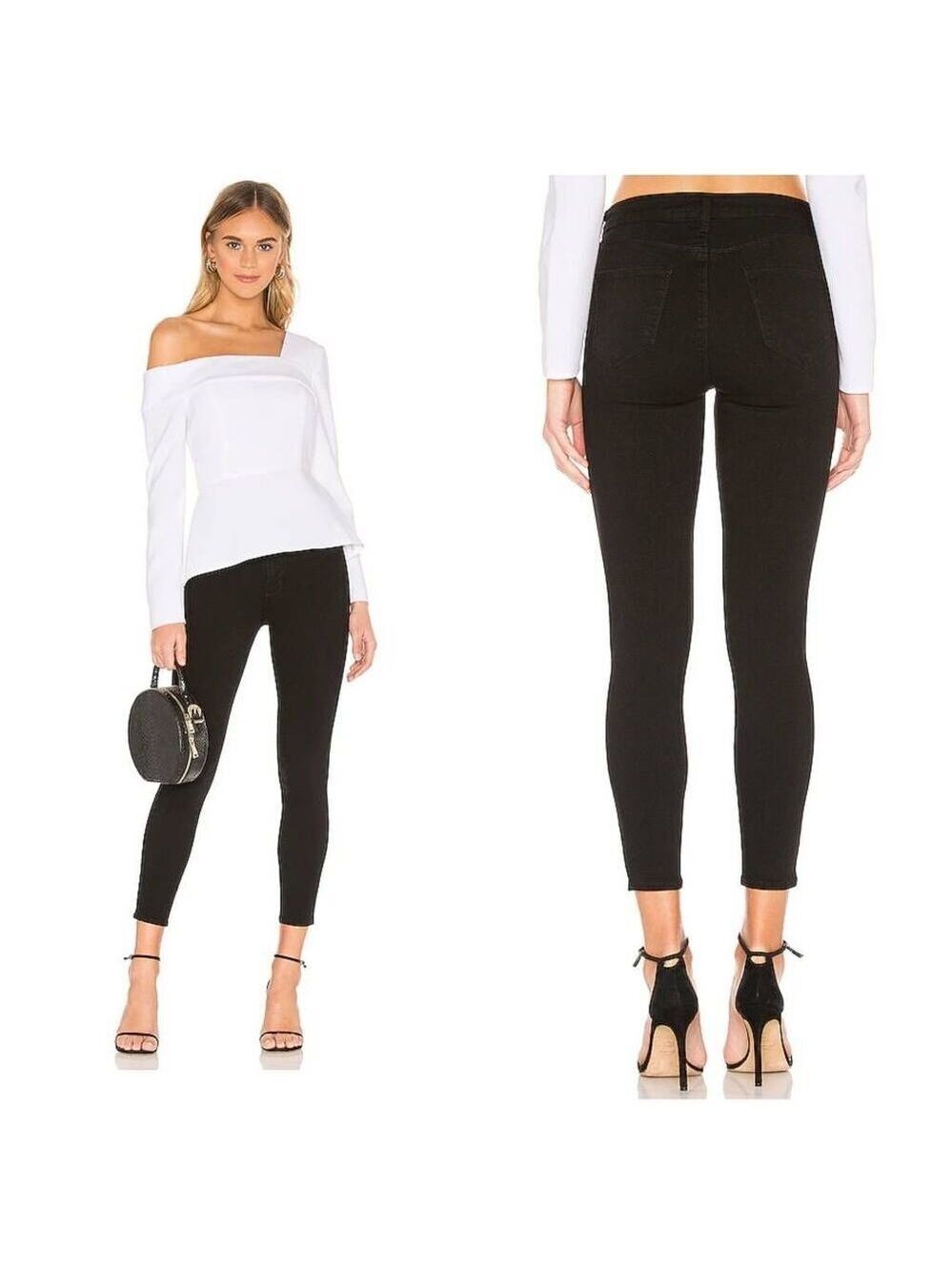 L'agence Margot High Rise Skinny Jean in Noir Sz 28